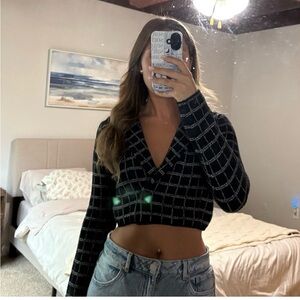 Black and White Checkered Crop Top